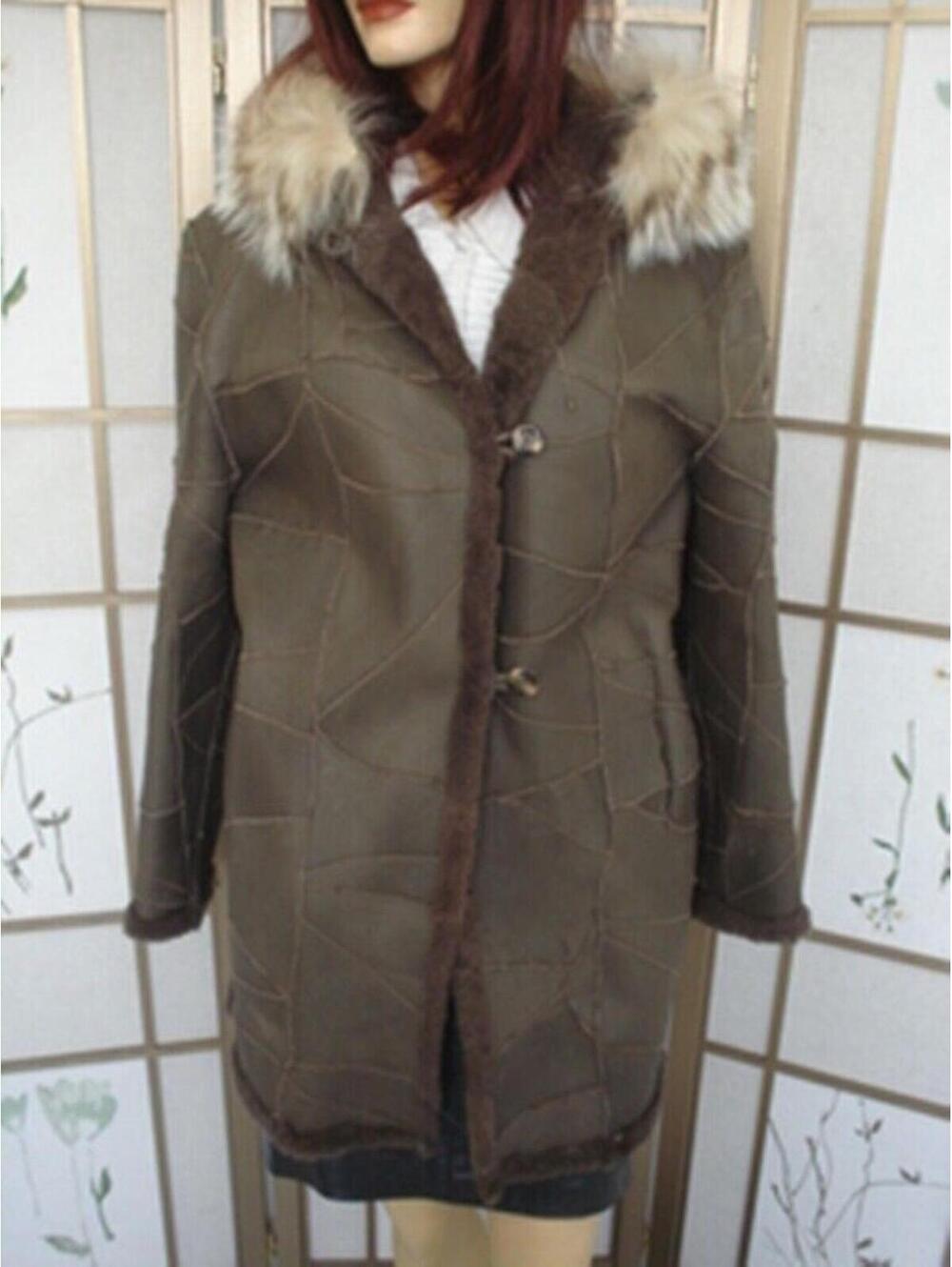 SHOWROOM NEW SHEARLING SHEEPSKIN LAMB & BADGER FUR COAT WOMEN WOMAN SIZE 4